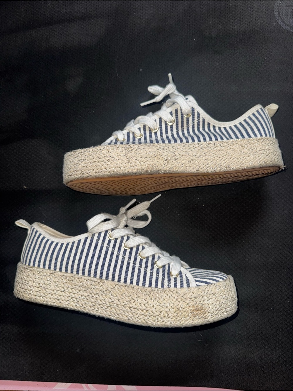 Primark Navy and White Striped Platform Espadrille Sneakers 7